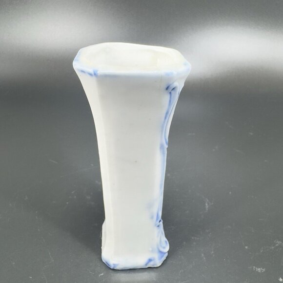 Antique 1920s German Porcelain Bud Vase Toothpick Holder Blue Sailing Boat VTG - Picture 9 of 13